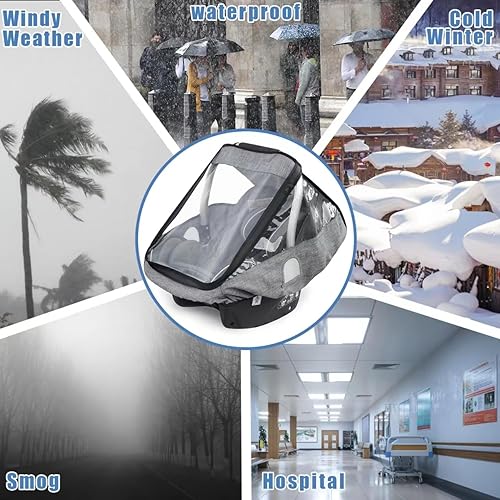 Stroller Rain Cover,Universal Stroller Accessory,Waterproof,Windproof Protection,Protect from Dust Snow,Baby Travel Weather Shield(Grey) - Jamouz