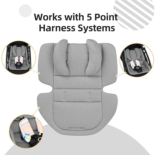 Innokids Baby Stroller Seat Liners Head Body Support Cushion Reversible Infant Liner Insert with Adjustable Pillow Fit Summer and Winter Use (Gray) - Jamouz