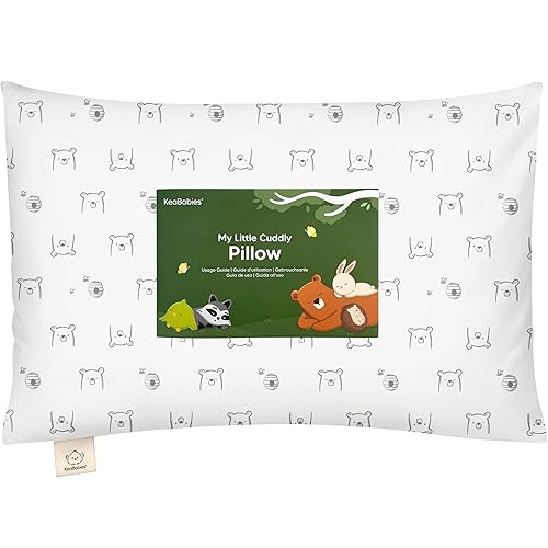 Toddler Pillow with Pillowcase - 13x18 My Little Cuddly Pillow, Viscose Derived From Bamboo Nursery Toddler Pillows for Sleeping,Kids Pillow,Small Travel Pillows,Mini Toddler Bed Pillow (Meadow) - Jamouz