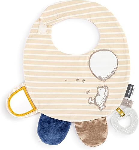 DEMDACO Mommy & Me 11.5 x 10 Inch Textured Fabric, Tactile, Teething Ring, Feeding, Activity Bib - Jamouz
