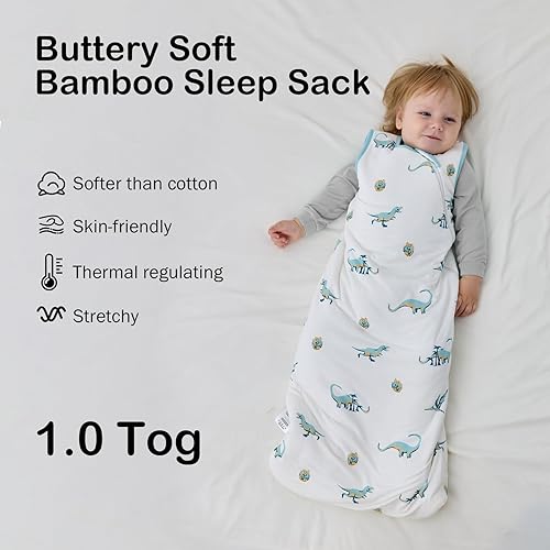BubblePanda Rayon Made from Bamboo Sleep Sack 6-12 Months 1.0 Tog Soft Toddler Sleeping Sack for Babies 2-Way Zipper Baby Wearable Blanket - Jamouz