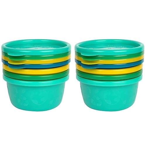 The First Years GreenGrown Reusable Bowls with Lids – Toddler Snack Bowl – 8 Pack – Pink/Purple/Teal - Jamouz
