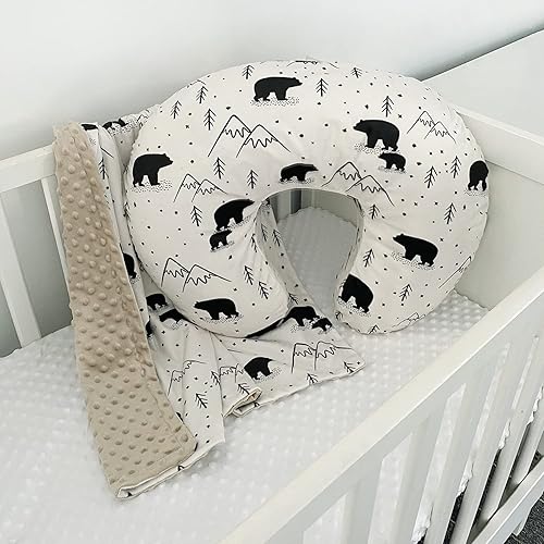 OWLOWLA Minky Nursing Cover, Breastfeeding Pillow Slipcover Fits Nursing Pillow for Baby Boy Girl(Baby Blue) - Jamouz