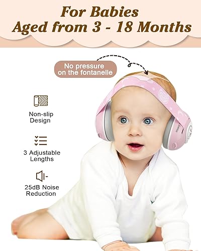 Lilian&Gema 2-in-1 Baby Ear Muffs Noise Protection, Noise Cancelling Headphones for Baby & Toddler up to 4 Years - Jamouz