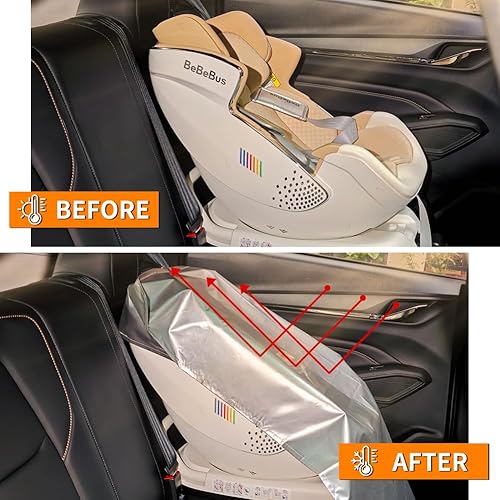 1Pack Baby Car Seat Sun Shade Cover[Portable & Foldable][Blocks Out Heat & Sun]Keeps Your Toddler Baby Seat Cooling, Reflective Baby Seat Covers [Compatible with Most Baby Car Seat] - Jamouz