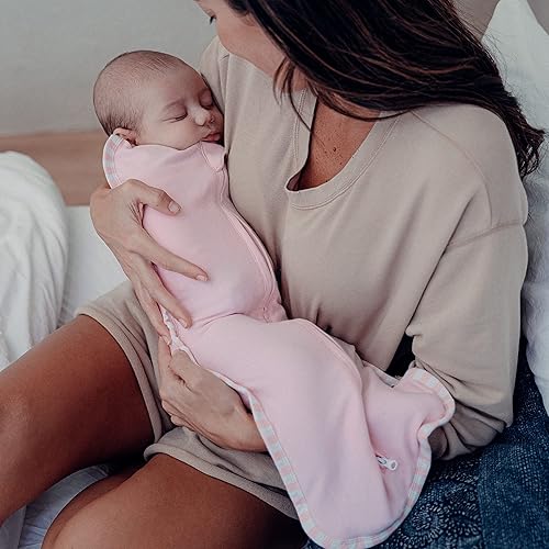 Comfy Cubs Swaddle Blanket Baby Girl Boy Easy Zipper Wrap 2 Pack Newborn Infant Sleep Sack (Small 0-3 Months, Blush, Mauve) - Jamouz