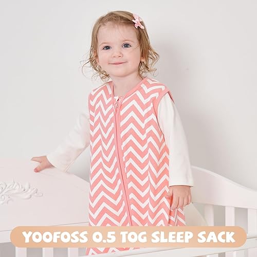 Yoofoss Baby Sleep Sack 6-12 Months Wearable Blanket for Babies 100% Cotton 2-Way Zipper TOG 0.5 Toddler Sleeping Sack 3 Pack, Soft Lightweight Sleep Sacks - Jamouz
