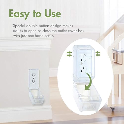 EUDEMON Baby Safety Electrical Outlet Cover Box Childproof Large Plug Cover for Babyproofing Outlets Easy to Install & Use (1 Pack,Transparent) - Jamouz