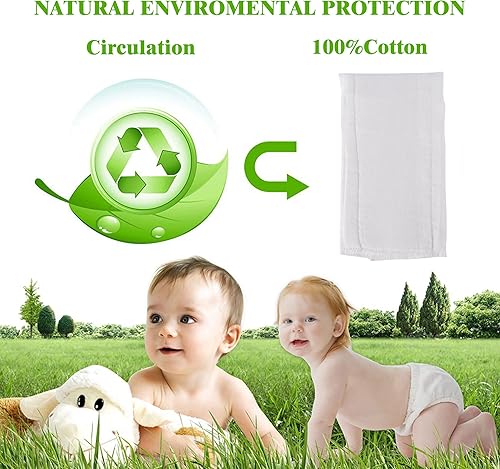 Prefold Cloth Diapers, Fasoar 3 Ply Baby Washable Cotton Diapers Covers for Babies to Toddlers Multi-Use (10-35 lbs) Count(12) - Jamouz