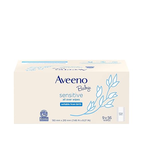 Aveeno Baby Sensitive All Over Wipes with Aloe & Natural Oat Extract for Face, Bottom, Hands & Body, pH-Balanced, Hypoallergenic, Fragrance-, Phenoxyethanol- & Alcohol-Free, 64 ct - Jamouz