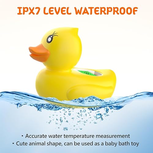 Baby Bath Thermometer, Digital Water Temperature Thermometer with 3 Color Backlit and Temperature Warning, Safety Bath Tube Thermometer Floating Toy for Infant, Toddler (Yellow Duck) - Jamouz