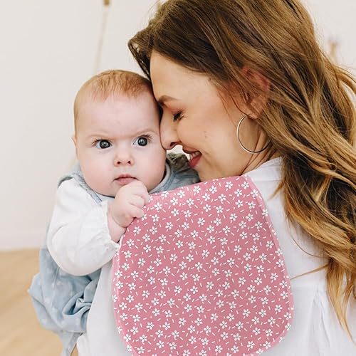 Ultra-Soft Cotton Burping Clothes - Large, Absorbent, Waterproof Baby Burp Cloths in Cute Unisex Designs 5 Pack (pink01) - Jamouz