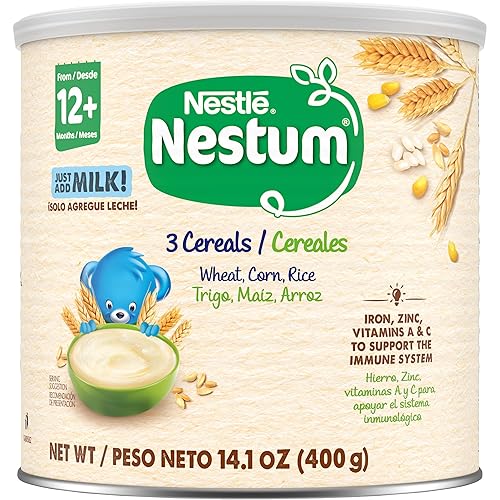 Nestle Nestum Junior Cereal, 3 Cereals - Wheat, Corn & Rice, Made for Toddlers 12 Months, 14.1 OZ Canister (Pack of 1) - Jamouz