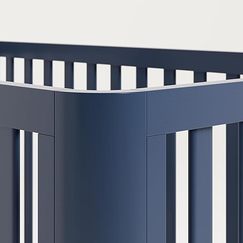 Storkcraft Santos 3-in-1 Convertible Crib (White with Natural) – GREENGUARD Gold Certified, Fits Standard Crib Mattress, Converts to Toddler Bed, Modern Style, Rounded Designer Details - Jamouz