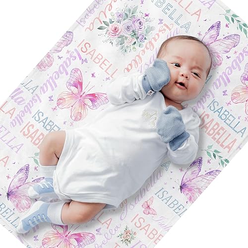 Personalized Baby Blanket- Custom Baby Blanket with Name for Girls and Boys, Super Soft Plush Fleece, Personalized Baby Gifts, Customized Name Blanket for Newborn - Jamouz