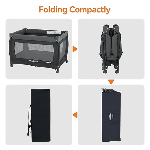 Pamo Babe 3-in-1 Baby Playard, Basic Magic Fold Nursery Center with Zip Door & Changing Table, One Second to Set Play Yard - Jamouz