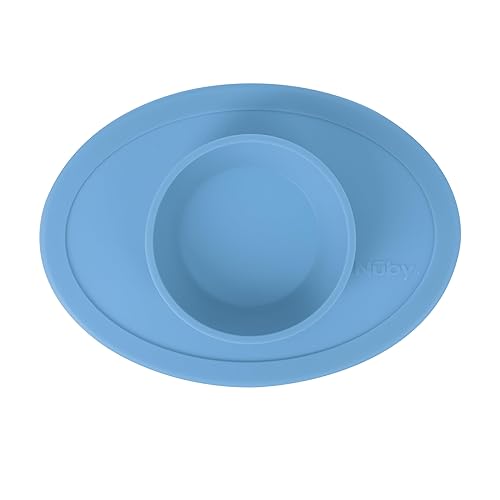 Nuby Sure Grip Silicone Feeding Bowl - Toddler Suction Plate - 6+ Months - Aqua - Jamouz