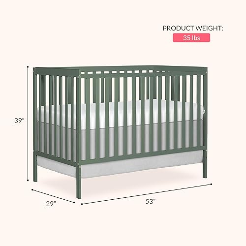Synergy 5-In-1 Convertible Crib In White, made of New Zealand Pine wood, JPMA & Greenguard Gold Certified, features 3 mattress height settings - Jamouz