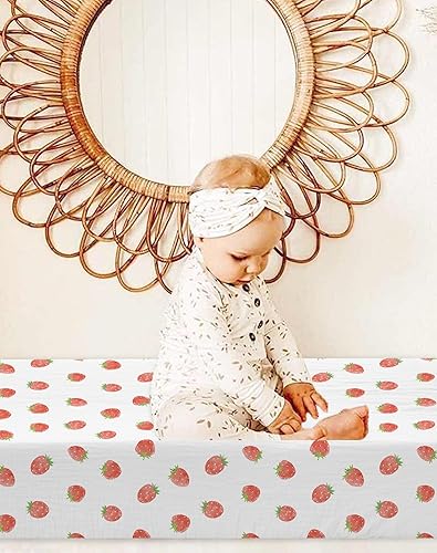 Changing Pad Cover for Baby Boy Girl 2 Pack, Muslin Changing Table Pad Covers with Boho Style, Neutral Nursery Bedding Essentials Soft and Breathable(Dusty Rose & Flower-A) - Jamouz