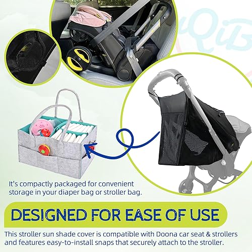 360° Full Coverage Stroller Sun & Insect Protection Cover Compatible with Doona Car Seat & Stroller Breathable Anti-UV Sunshade Extension Cover Fit for Doona Stroller Sun Shade Cover - Black - Jamouz