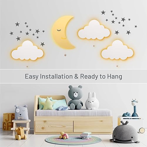 Lumipets Lighted Balloons, Nursery Night Light, Wall Mounted Lighted, Battery Operated Cloud Light Sign–Lightweight Kids Night Light for Babies, Toddlers, Kids - 17.7 x 11.2 x 1.5-in - Jamouz
