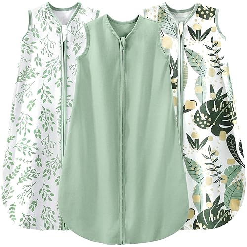 Yoofoss Baby Sleep Sack 6-12 Months Wearable Blanket for Babies 100% Cotton 2-Way Zipper TOG 0.5 Toddler Sleeping Sack 3 Pack, Soft Lightweight Sleep Sacks - Jamouz