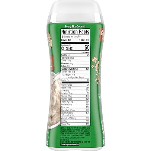 Gerber Baby Cereal Organic 1st Foods, Grain & Grow, Oatmeal, 8 Ounces (Pack of 6) - Jamouz