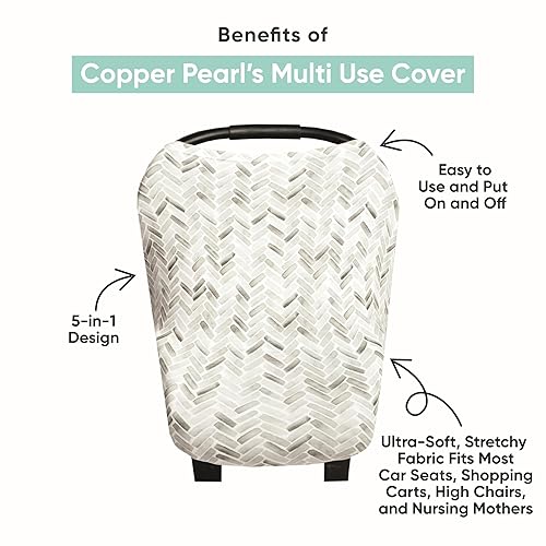 Copper Pearl Multi-Use Cover: Car Seat Covers, Nursing Cover, and Stroller Cover for Sun - Stretchy Fabric, All-Season Use, Stylish Designs, Easy Access for Moms - Alta - Jamouz
