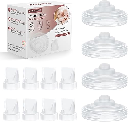 10PCS Breast Pump Parts, 6Pack Silicone Duckbill Valve & 4Pack Silicone Diaphragm Compatible with Momcozy M5 Wearable Breastpump, M5 Breast Pumps Replacement Accessories Breastfeeding Essentials Kit - Jamouz