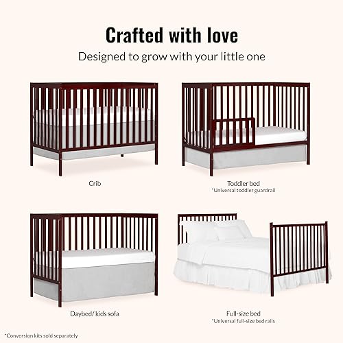 Synergy 5-In-1 Convertible Crib In White, made of New Zealand Pine wood, JPMA & Greenguard Gold Certified, features 3 mattress height settings - Jamouz