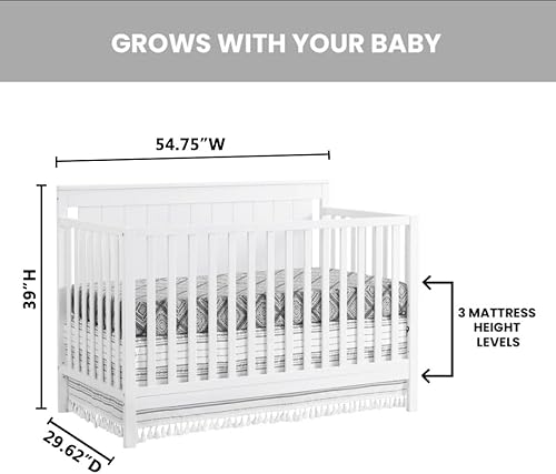 Oxford Baby Lazio 4-in-1 Convertible Crib, Dove Gray, GreenGuard Gold Certified - Jamouz