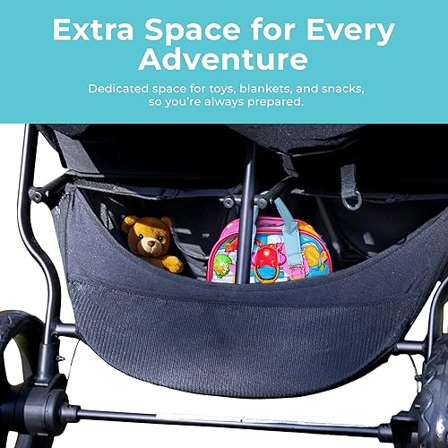 Gaggle by Foundations Roadster Duo Side by Side Double Stroller | Lightweight Compact Double Stroller for Toddlers | Easy to Fold & Maneuver | Amusement Park Approved | Black - Jamouz