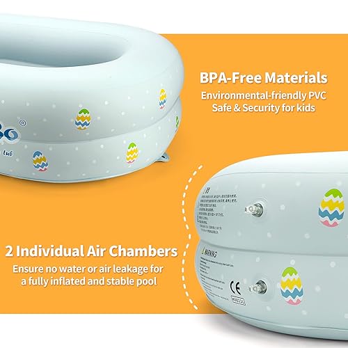Inflatable Bathtub for Baby Travel Bathtub Seat Recommended Age 6 to 24 Months(Large) - Jamouz