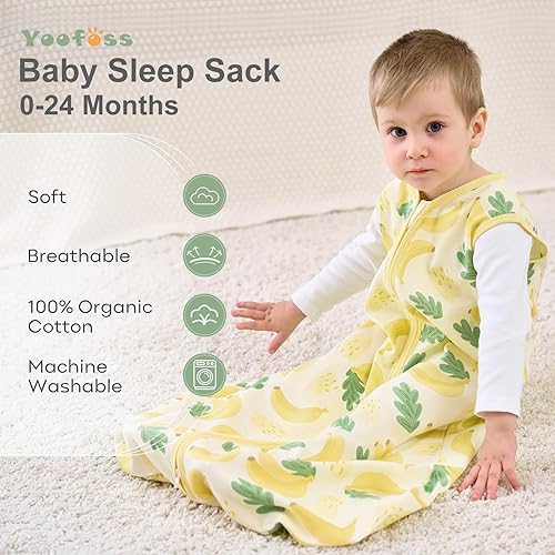 Yoofoss Baby Sleep Sack 6-12 Months Wearable Blanket for Babies 100% Cotton 2-Way Zipper TOG 0.5 Toddler Sleeping Sack 3 Pack, Soft Lightweight Sleep Sacks - Jamouz