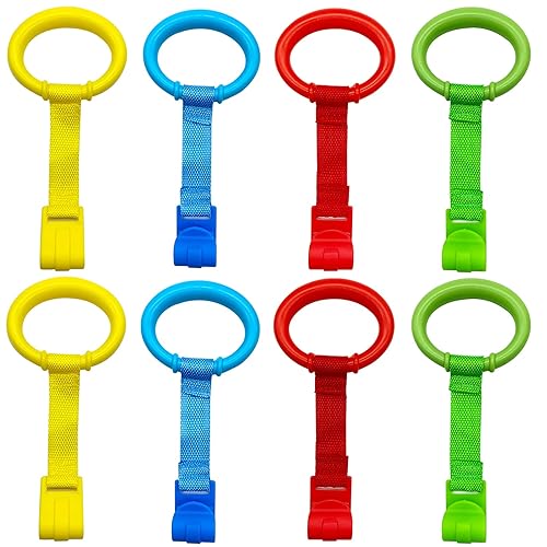 codree 4 Pcs Baby Playpen Pull up Rings- Baby Crib Pull up Rings- Baby Walking Exercises Assistant Rings- Baby Bed Stand Up Rings Baby Cot Hanging Rings for Infant Baby Toddler - Jamouz
