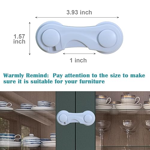 Cabinet Door Locks for Baby Proof and Child Safety, 4 Pack Cabinet Locks with Adhesive for Drawer Cupboards Fridge Closet and Pantry, Childproof Door Latch for Protecting Kids (White-4PCS) - Jamouz
