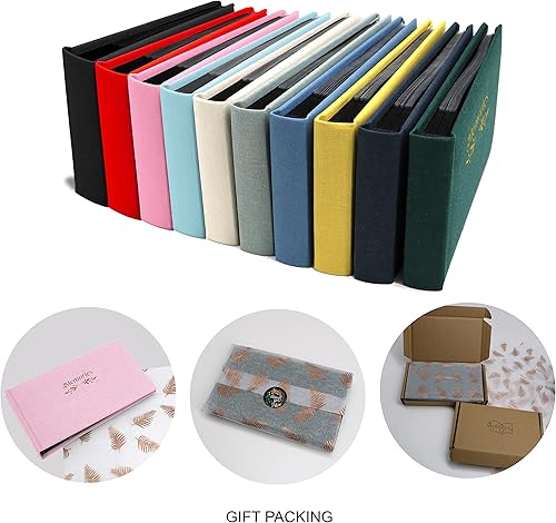 Holoary Small 4x6 Photo Album, Linen Hard Cover, Holds 50 Photos, Black Page Traditional Book Bound, Mini Brag Book Baby Album, Ideal For Wedding, Family Pictures, Gifts, Anniversary (Sky blue) - Jamouz