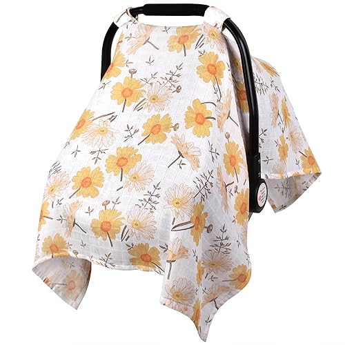 Muslin Carseat Cover for Babies, Metplus Breathable Infant Carseat Cover Lightweight Baby Carrier Cover for Girls Boys, Fit Spring Summer/Hot Days/Warm Weather, Pink Floral - Jamouz