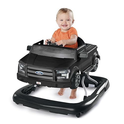 Bright Starts Ford F-150 4-in-1 Agate Black Baby Activity Center & Push Walker with Removable Interactive Steering Wheel-Toy, 6 Months and up - Jamouz