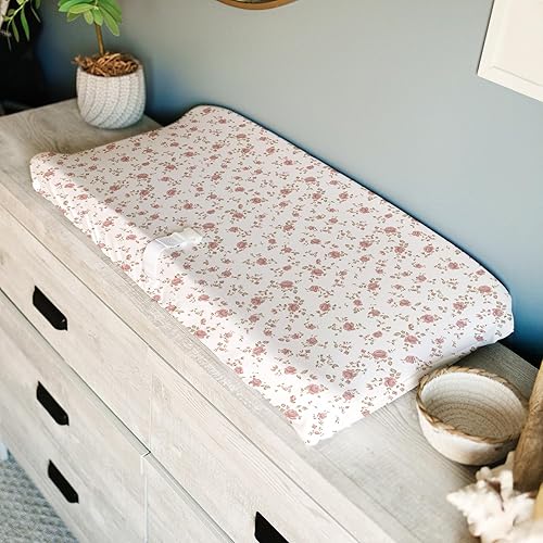 Baby Changing Pad Cover 2-Pack for Girls (Fleurette) - Premium Fitted Sheets Baby Diaper Changing Table Cover - Buttery Soft Cotton Blend - Jamouz