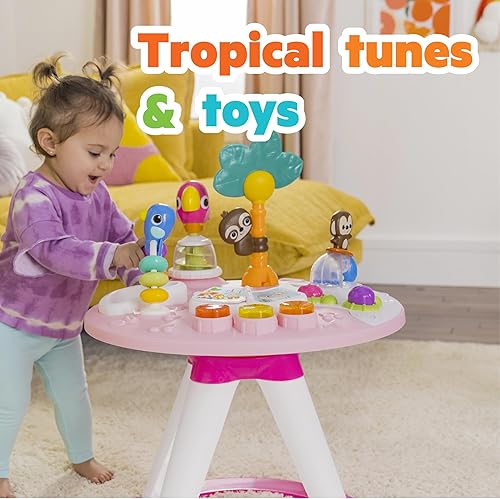 Bright Starts Around We Go 2-in-1 Baby Walker, Discovery Activity Center and Table, Tropic Cool, Ages 6 Months+ - Jamouz