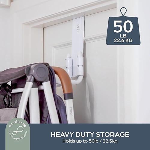 Dreambaby Strollerbuddy StrollAway Over The Door Baby Stroller Hanger – Heavy Duty Metal Hook Organizer with 50lbs Load Capacity – Model L256 - Jamouz