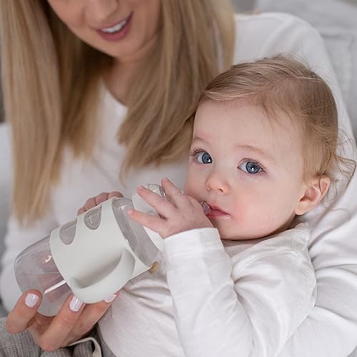 Dr. Brown's Milestones Wide-Neck Sippy Spout Bottle with 100% Silicone Handles, Easy-Grip Handles with Soft Sippy Spout, 9oz/270mL, Green & Gray, 2-Pack, 6m+ - Jamouz