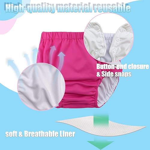 Baby Newborn Reusable Swim Diapers Washable Toddler Swim Diaper Unisex Infant Swimming Diapers Hot Pink, 6-18 Months - Jamouz