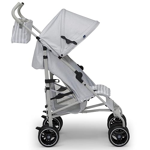 babyGap Classic Stroller - Lightweight Stroller with Recline, Compact Fold & Removable Parent Organizer - Made with Sustainable Materials, Grey Stripes - Jamouz