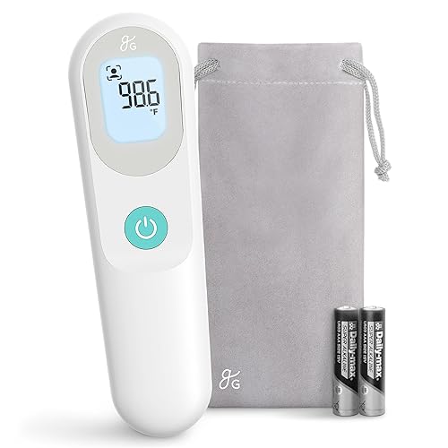 Greater Goods No-Touch Infrared Digital Thermometer for Adults, Kids, and Babies, Forehead Thermometer with Ergonomic Grip, Fever Alarm, HSA FSA Eligible, Blush Pink - Jamouz