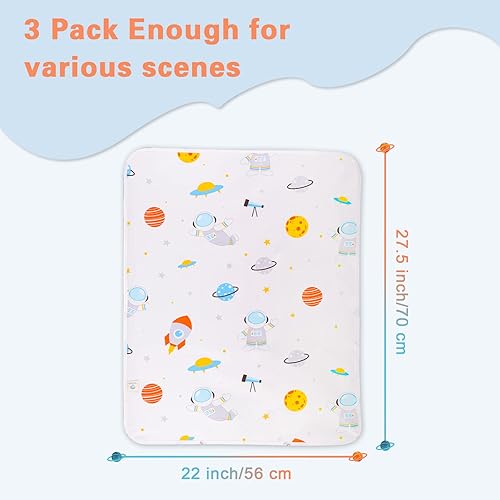 Baby Portable Changing Pad Waterproof Diaper Changing Mat Travel 3 Pack Washable Mattress Pad Reusable Under Pads Changing Pad Liners 22' x 27.5' - Jamouz