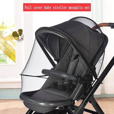 Baby Stroller Mosquito Net Universal Breathable Stroller Canopy Cover with Mosquito Netting for Infant Toddler Pushchair (Black) - Jamouz