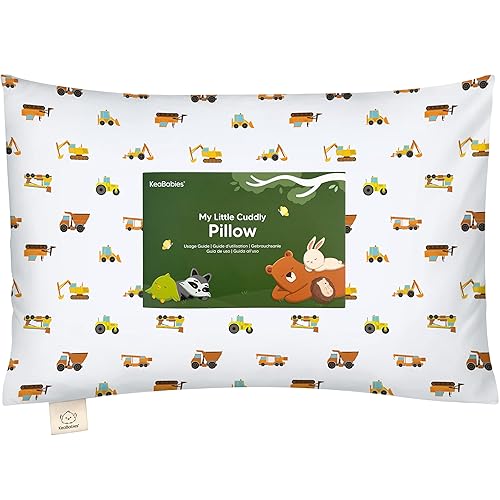 Toddler Pillow with Pillowcase - 13x18 My Little Cuddly Pillow, Viscose Derived From Bamboo Nursery Toddler Pillows for Sleeping,Kids Pillow,Small Travel Pillows,Mini Toddler Bed Pillow (Meadow) - Jamouz