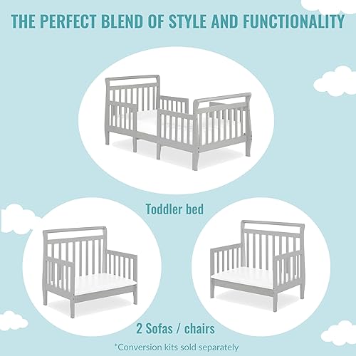 Emma 3-In-1 Convertible Toddler Bed In Fuschia Pink, Converts To Two Chairs And-Table, Low To Floor Design, JPMA Certified, Non-Toxic Finishes, Safety Rails - Jamouz